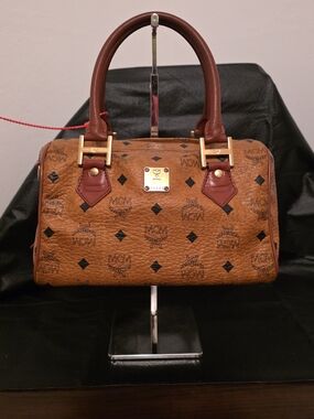Vintage MCM Cognac Visetos Boston Bag